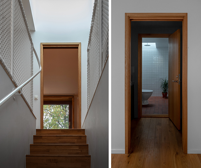 Generous skylights are placed above the stair and in the bathroom.